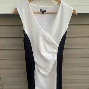 Women's Size 10 White/Black Express Dress - very flattering! - LIke New!